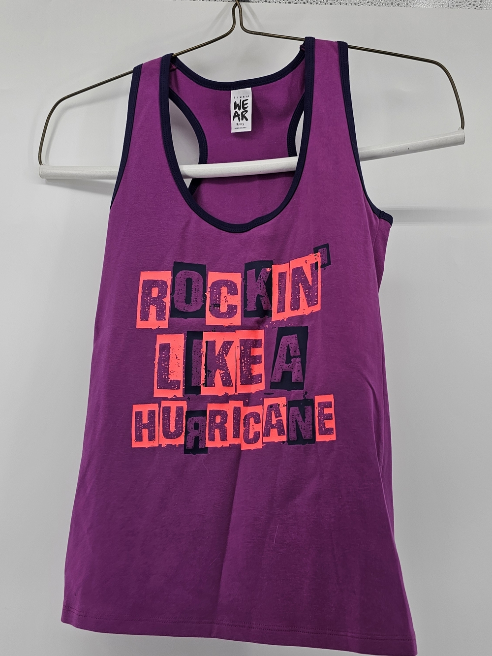 NWT Zumba Rockin' Racerback Tank Top Purple Power Size S Spicy